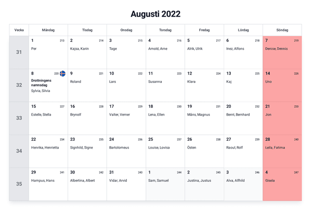 förhandsgranskning av kalendern