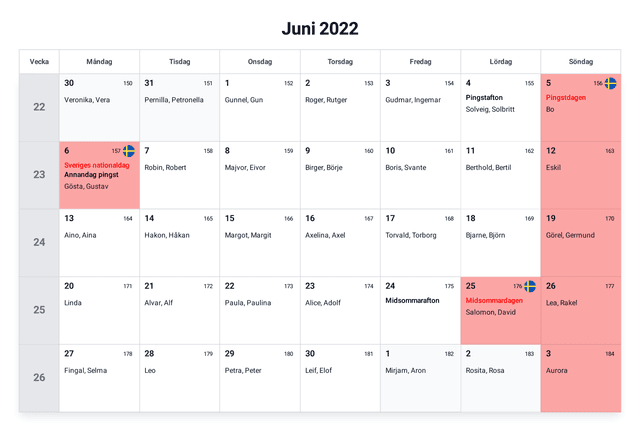 förhandsgranskning av kalendern