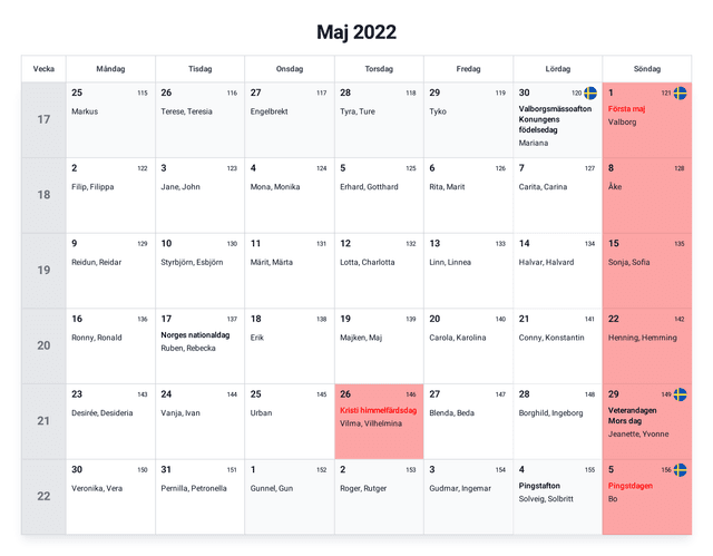 förhandsgranskning av kalendern