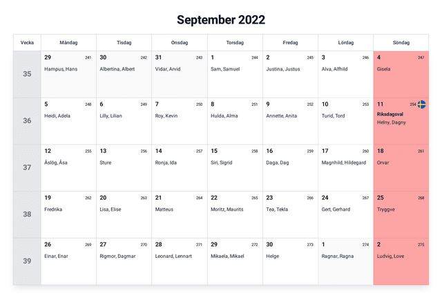 förhandsgranskning av kalendern