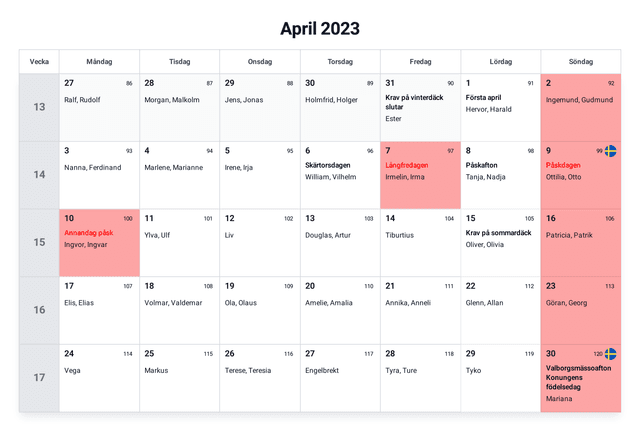 förhandsgranskning av kalendern
