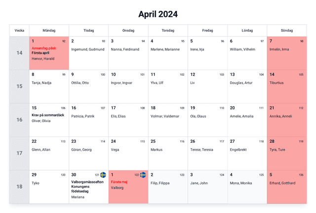 förhandsgranskning av kalendern