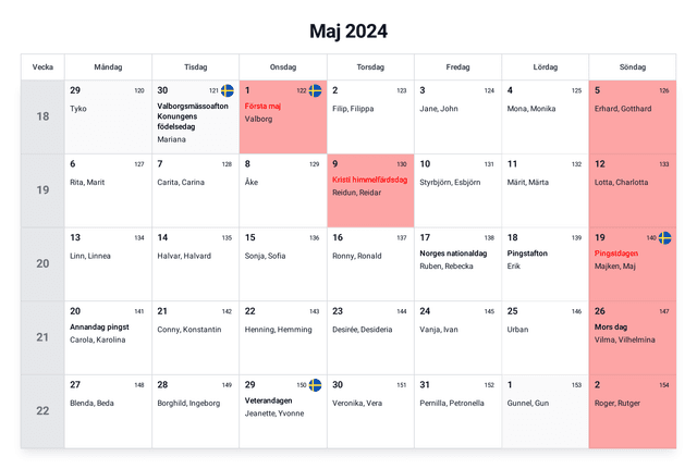 förhandsgranskning av kalendern