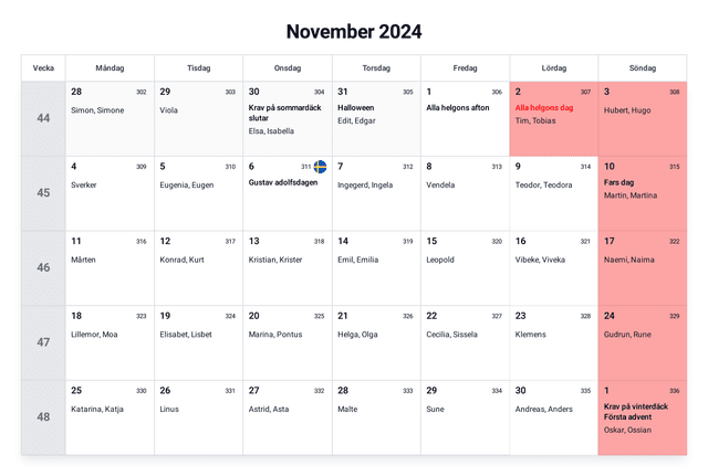 förhandsgranskning av kalendern