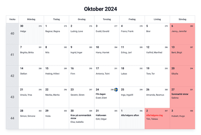 förhandsgranskning av kalendern