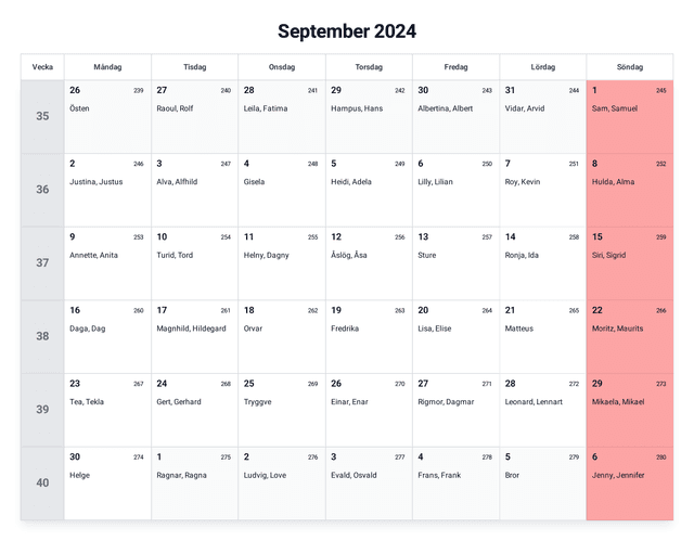 förhandsgranskning av kalendern