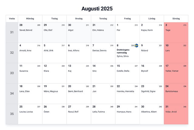 förhandsgranskning av kalendern
