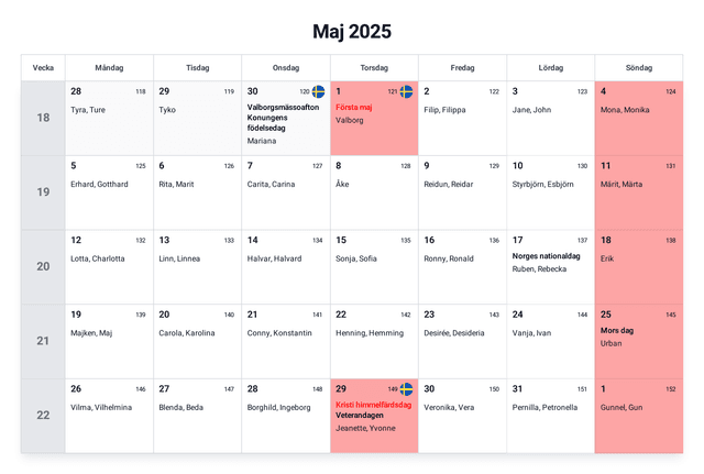 förhandsgranskning av kalendern