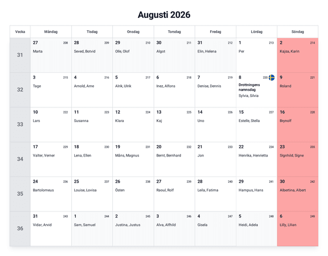 förhandsgranskning av kalendern