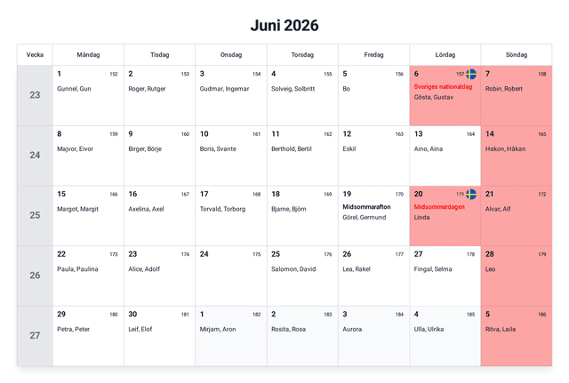 förhandsgranskning av kalendern