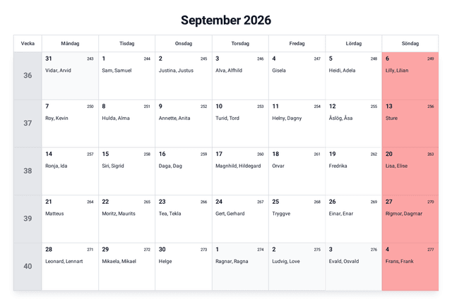 förhandsgranskning av kalendern