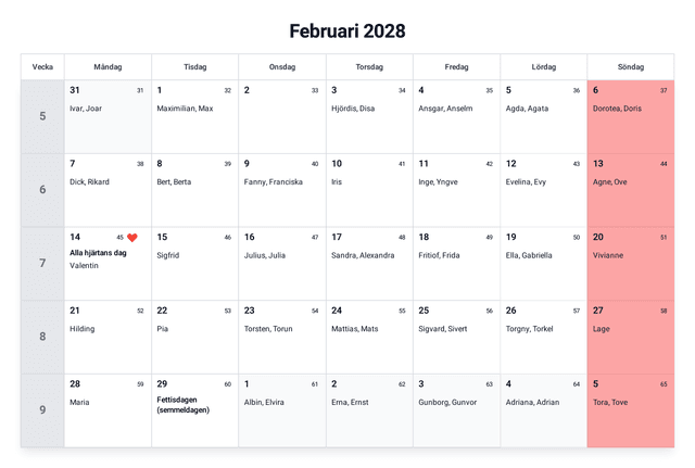 förhandsgranskning av kalendern