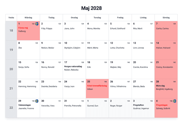 förhandsgranskning av kalendern