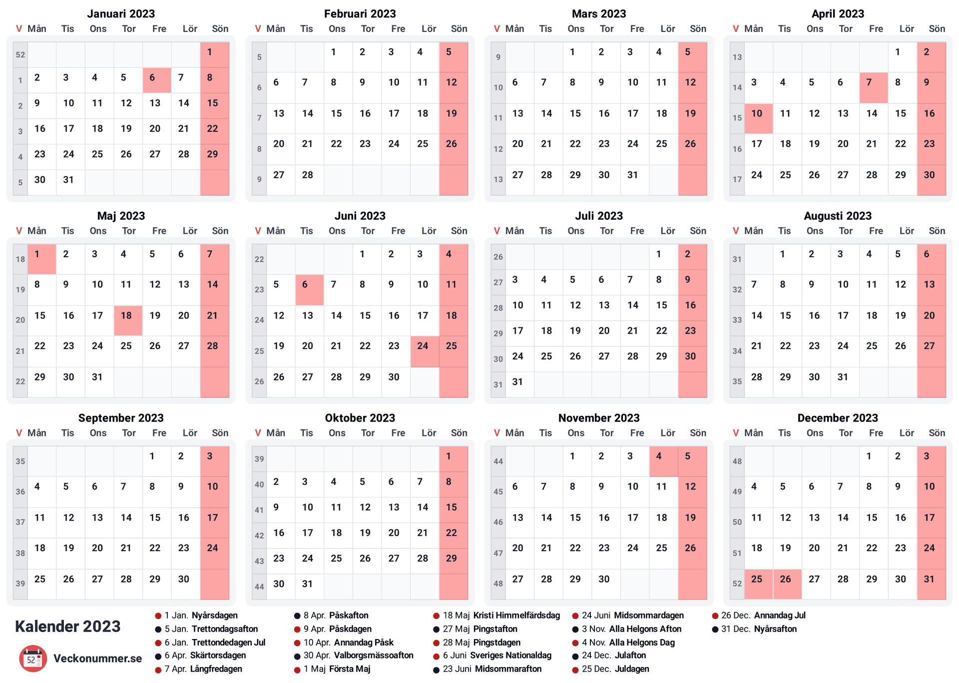 förhandsgranskning av kalendern