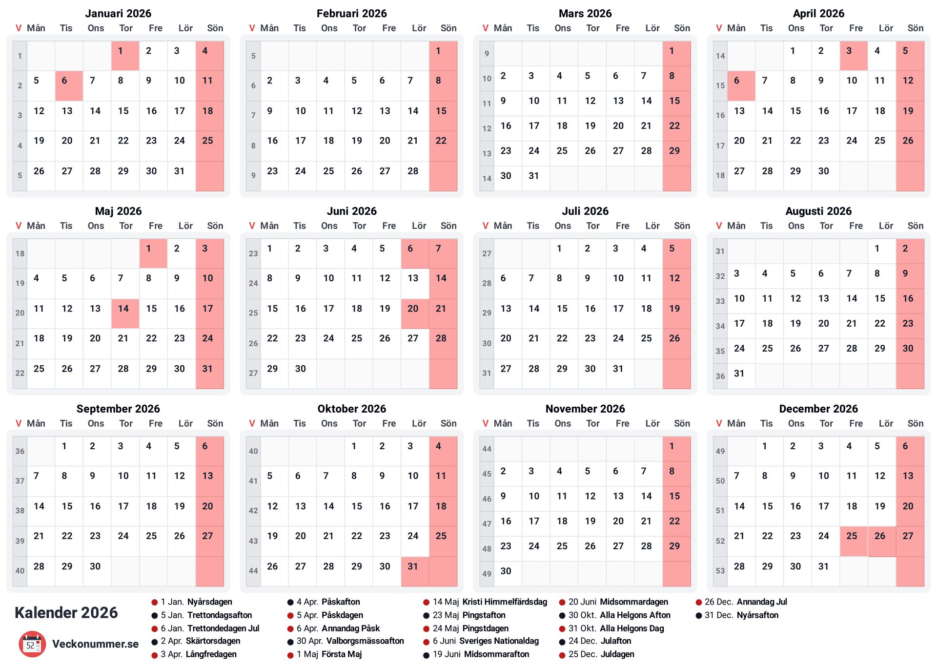 förhandsgranskning av kalendern